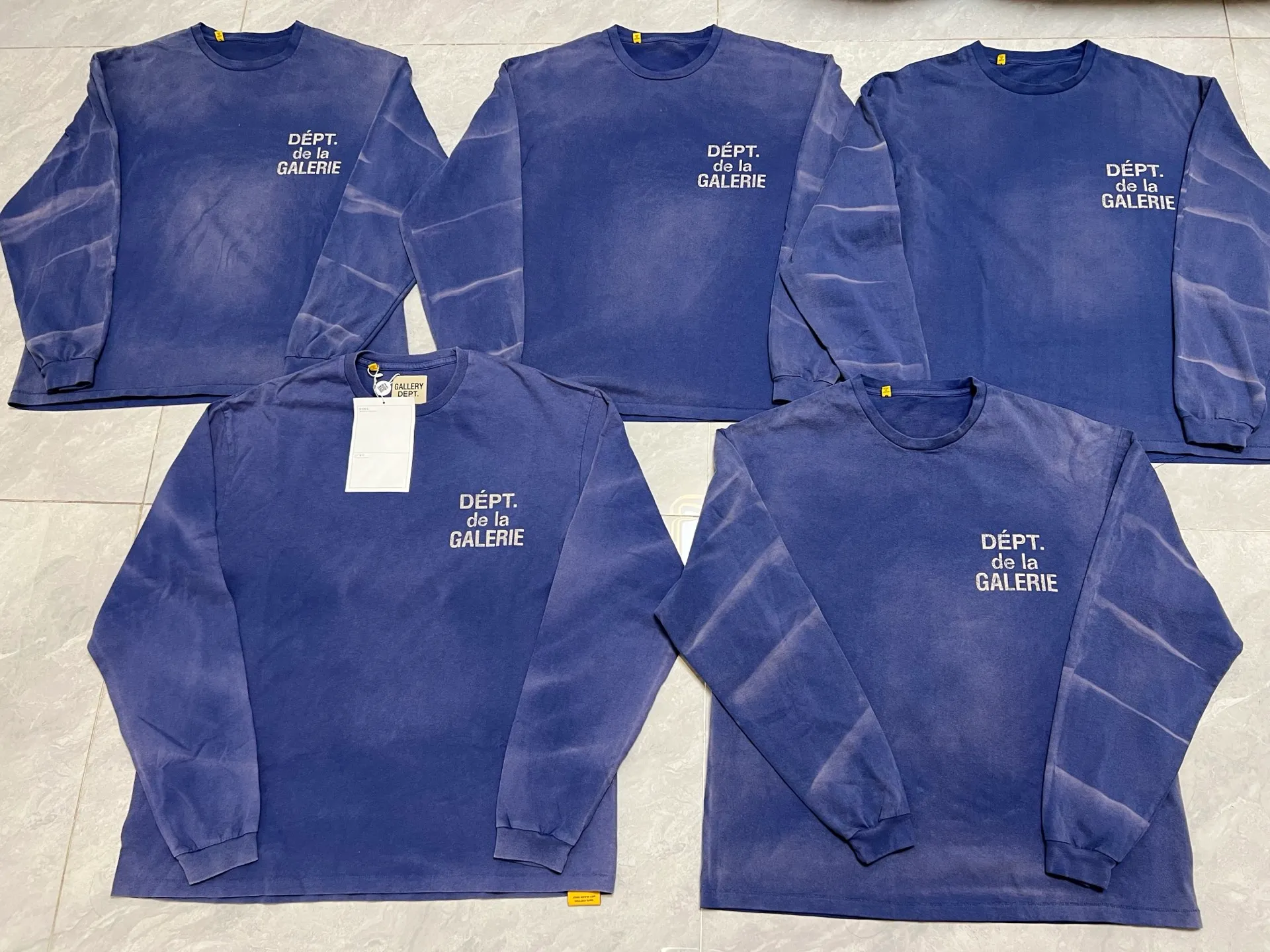 GALLERY FRENCH L/S TEE/NAVY French ripple washed long-sleeved TEE faded blue S-XL cylindrical fabric Assute garment dyeing heavy-wash water-coated fading treatment simulates natural sun fading effect printed distressing treatment top-notch craftsmanship completely matched accessories